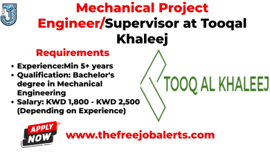 Job Opportunity Mechanical Project Engineer/Supervisor at Tooqal Khaleej